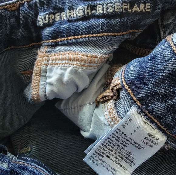 American Eagle Outfitters Super High Rise Flare Women's Blue Jeans Size 4 - Picture 10 of 12
